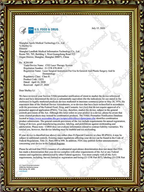 Co2-Lasertherapiesystem US FDA